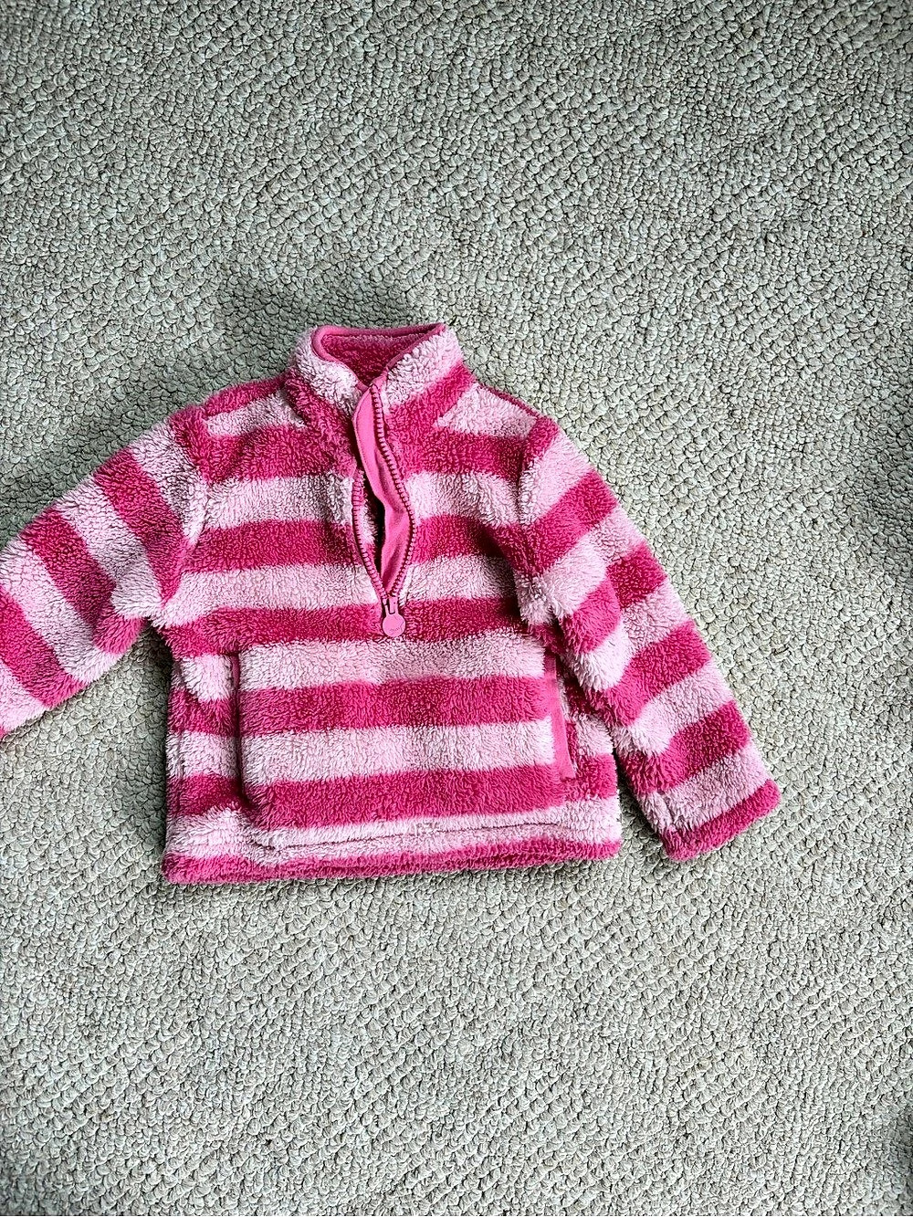 Joules Pink Striped Fleece Pullover Girls Size 3-4